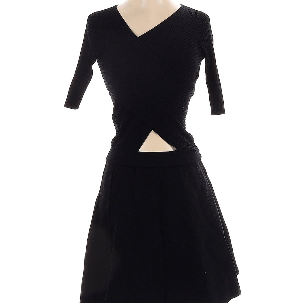 Club Monaco Wool-like Ribbed Sweater Black Dress in M